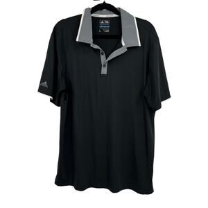 Adidas Climacool Short Sleeve Polo Black Gray Breathable Shirt Men's Large